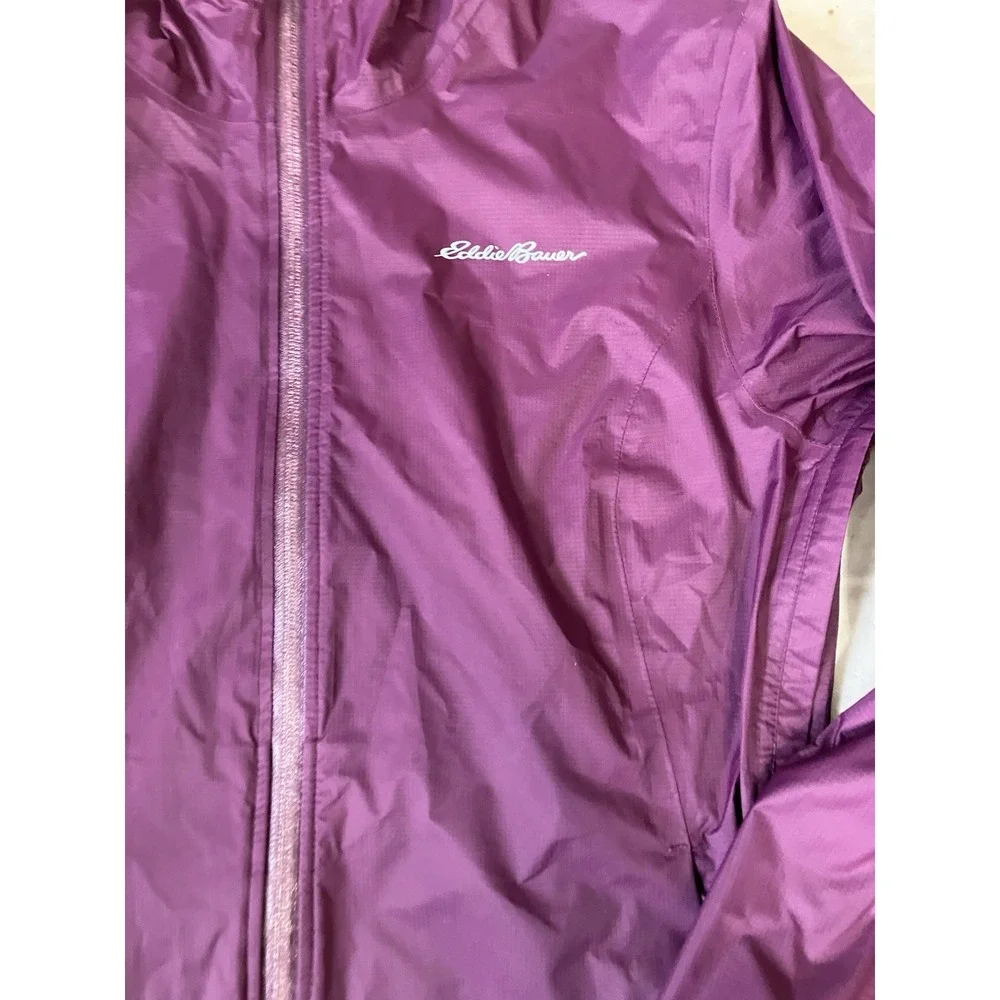 Eddie Bauer size S Weather Edge‎ Rain Coat Hooded Full Zip Jacket Burgundy